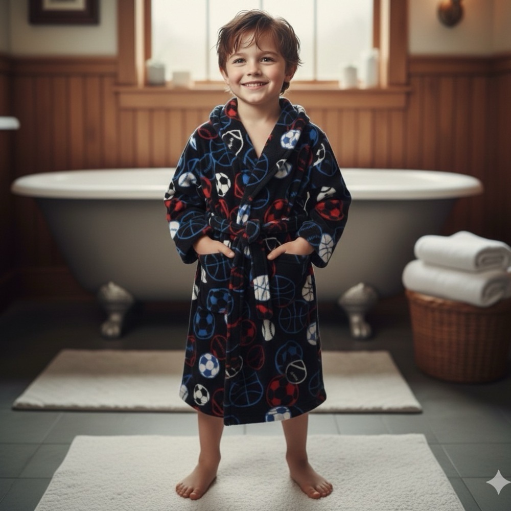 Cherokee Black and Red Fleece Robe